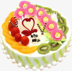 红天鹅甜蜜时光水果蛋糕高清图片