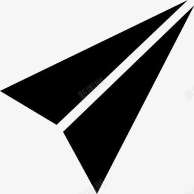 大杯固体纸飞机的折叠形状的黑色三角箭头图标图标