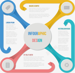 彩色拐弯箭头信息图表矢量图素材