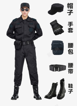 请穿工作服保安服装展示模特高清图片