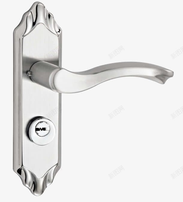 高档门把手png免抠素材_88icon https://88icon.com 五金制品 五金配件 造型 钥匙孔 铝制品 镜面材质 门把手 防盗门 高档