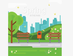 春草养生会所城市里春天的公园矢量图高清图片
