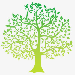 绿色的智慧树手绘图素材