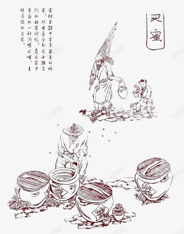 传统文化蜂农png免抠素材_88icon https://88icon.com 中国传统 手绘 手艺 文化 蜂农 黑色