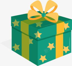 星星直播间礼物可爱绿色礼物盒礼品盒矢量图高清图片