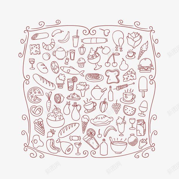 食品底纹png免抠素材_88icon https://88icon.com 卡通 底纹 手绘 背景 西餐厅 餐饮