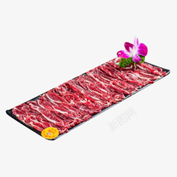 牛肉配菜嫩牛肉花朵长方形餐盘干净高清图片