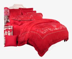 摄影红色的家纺床单素材