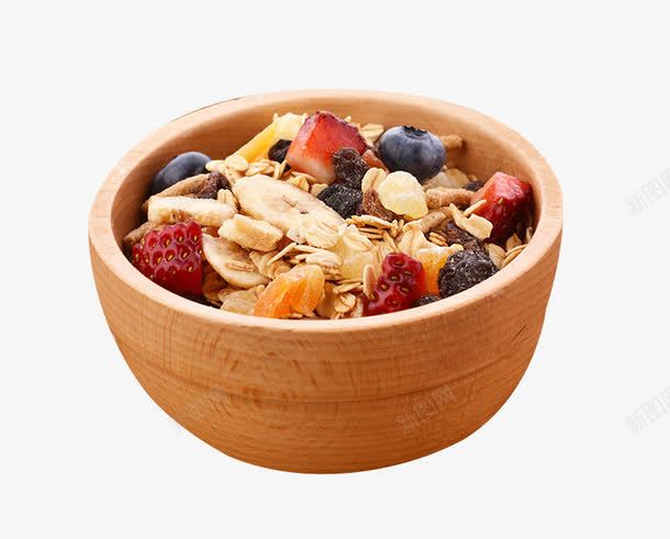 木碗里的谷物麦片png免抠素材_88icon https://88icon.com 健康美味 健康食材 木碗 水果麦片