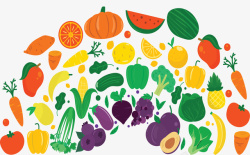 彩虹果蔬彩虹桥健康饮食果蔬矢量图高清图片