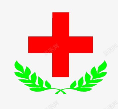 红十字会浅绿色麦穗红十字标志图标图标