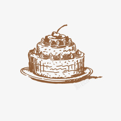 中式甜品手绘生日蛋糕矢量图高清图片