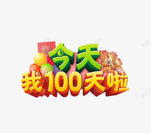 100天海报png免抠素材_88icon https://88icon.com 宝宝一百天 百日宴 红包 艺术字