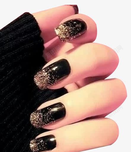 璀璨美甲png免抠素材_88icon https://88icon.com 指甲 星空图案 美甲 黑金色