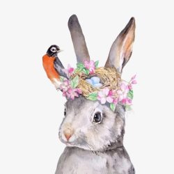 兔子戴花环片素材