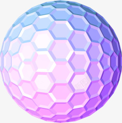 六边形立体几何紫色彩球素材