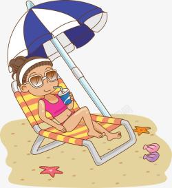 酷热沙滩度假的女孩高清图片