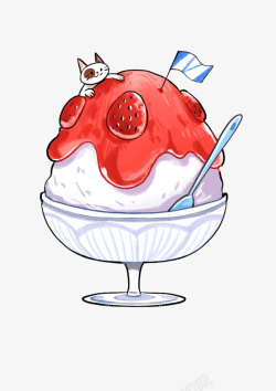 卡通手绘水彩五彩的杯装冰淇凌素材