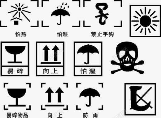 禁止踩踏箱标识轻放向上怕热拍湿矢量图图标图标
