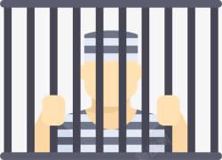 坐牢卡通关在监狱牢笼里的囚犯高清图片