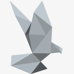 灰色折纸鸽子插画矢量图素材
