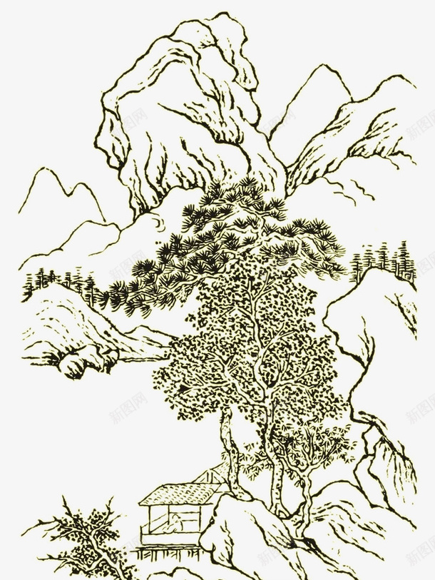 简笔线条山水画png免抠素材_88icon https://88icon.com 山水画 山水简笔画 简笔山水 简笔山水画 简笔线条山水画 线条山水 线条山水画