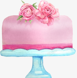 手绘卡通婚礼装饰粉色蛋糕素材