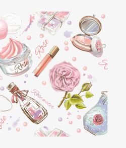清新水彩手绘化妆品素材