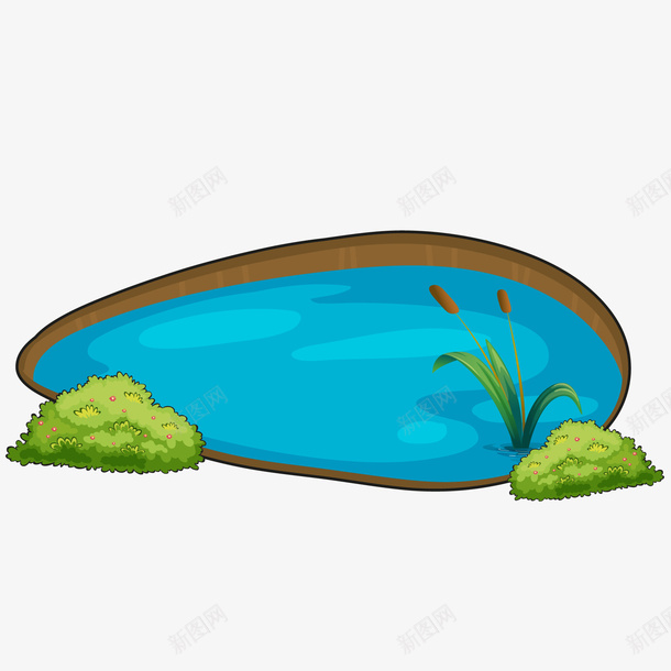 卡通池塘矢量图ai免抠素材_88icon https://88icon.com 卡通 小草 手绘 植物 池塘设计 风景 矢量图