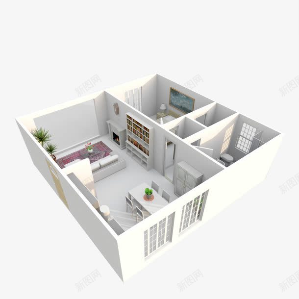 装修模型png免抠素材_88icon https://88icon.com 3d模型 室内 建筑 房屋