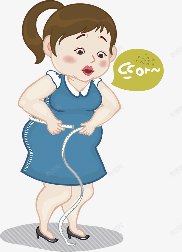 可爱插图大肚腩女孩测腰围png免抠素材_88icon https://88icon.com 卷尺 可爱插图 大肚腩 女孩 测腰围 胖胖的女孩 蓝色裙子