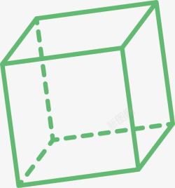 手绘立方体绿色线条立方体高清图片