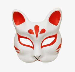 日式红白色狐狸面具素材
