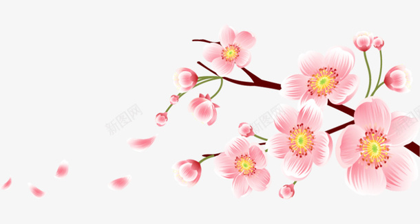 粉色美丽春季花枝png免抠素材_88icon https://88icon.com 春天 春季 春日 枝条 桃花 花枝 装饰图案