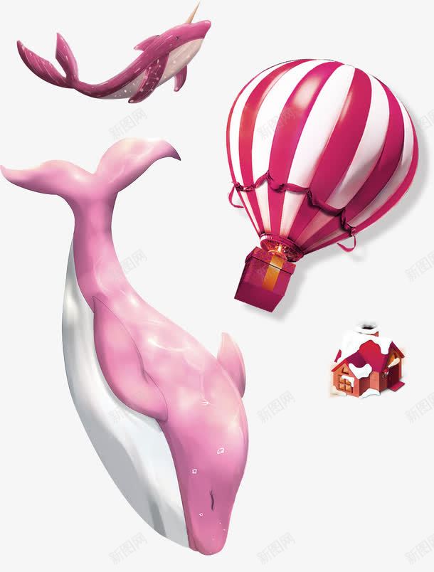 红色卡通热气球鲸鱼装饰图案png免抠素材_88icon https://88icon.com 免抠PNG 卡通 热气球 空气球 红色 装饰图案 鲸鱼