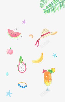 火龙果果汁手绘水果果汁夏天高清图片
