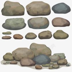 鹅卵石免抠图片卡通手绘棕色大小不一石子高清图片