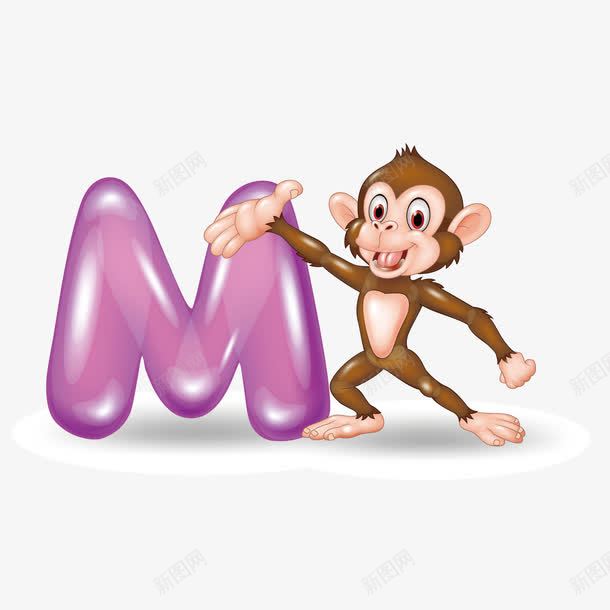 卡通动物字母png免抠素材_88icon https://88icon.com 猴子卡通英文字母动漫字母字体26个英文字母艺术字母英文字体个性时尚字母m