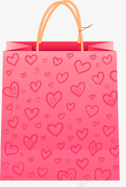 粉色爱心礼袋素材