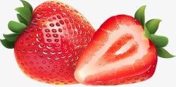 绿叶草莓卡通手绘红色的草莓高清图片