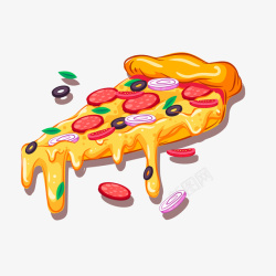 虾仁三角披萨创意流淌奶酪的三角披萨高清图片