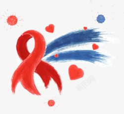 艾滋简约手绘艾滋病红丝带高清图片