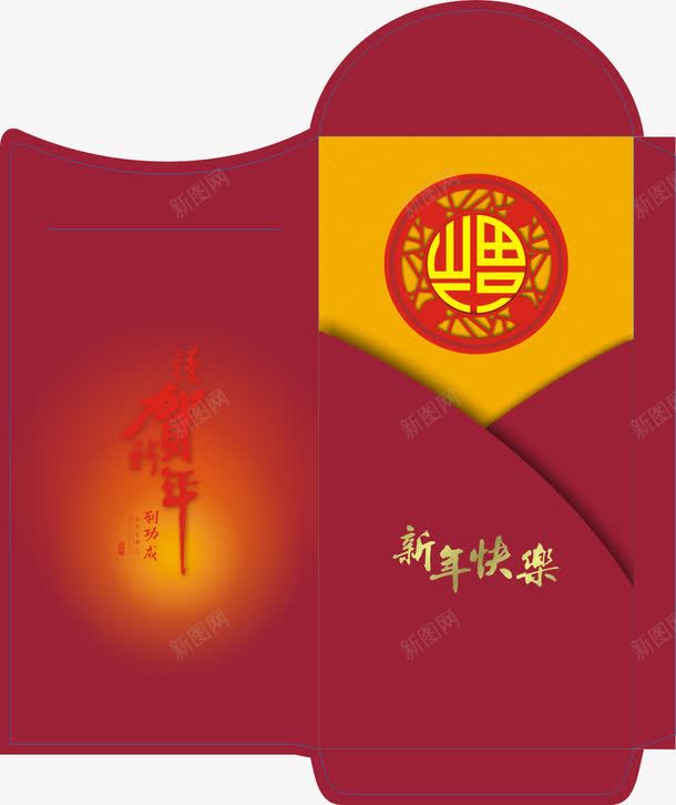 红包png免抠素材_88icon https://88icon.com 恭贺新春 福 红包 红色