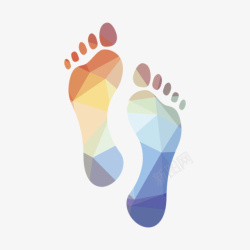 人物脚印彩色方块组成的人类脚印高清图片