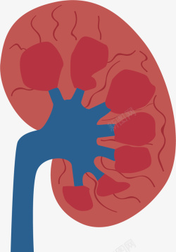 水彩红色脾脏矢量图素材