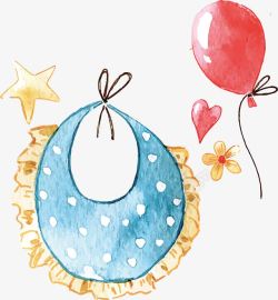 水彩水墨卡通婴儿用品围裙气球素素材