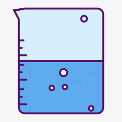圆角图标免抠蓝色手绘圆角实验烧杯元素矢量图图标高清图片