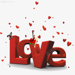 红色love艺术字体素材