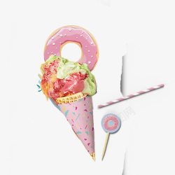 甜甜圈甜品店甜甜圈棒棒糖甜品冰淇淋美食高清图片