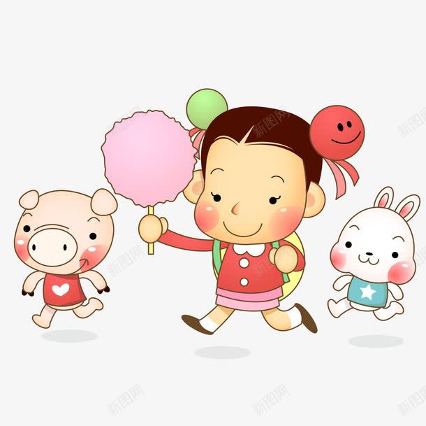 卡通png免抠素材_88icon https://88icon.com 上学 兔子 小女孩 幼儿园 棉花糖 漫画人物 猪